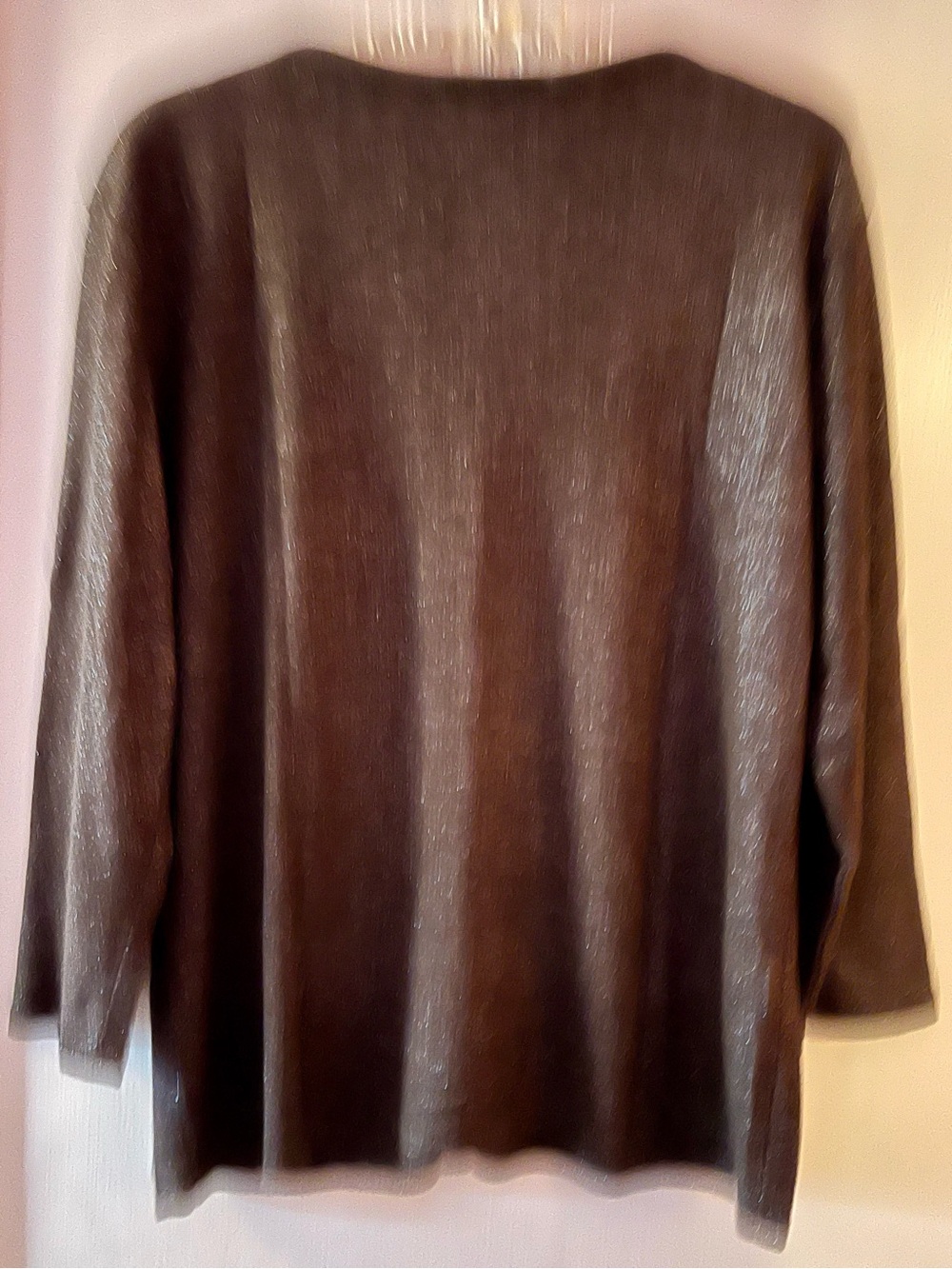 Talbots Metallic Shimmer Dark Chocolate Brown V-Neck Button Cardigan Vintage - Picture 5 of 9
